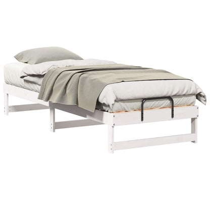 Bed Frame White 90 x 210 cm Solid Pine Wood