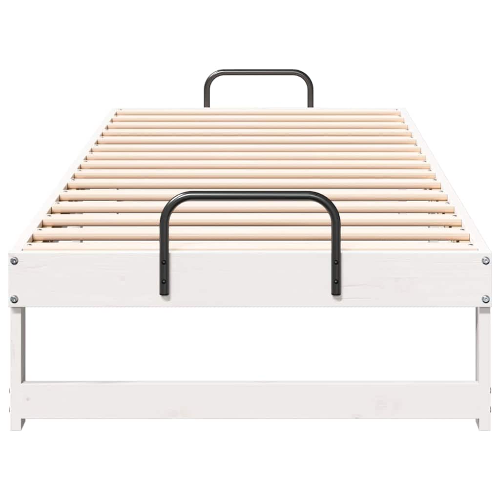 Bed Frame White 90 x 210 cm Solid Pine Wood