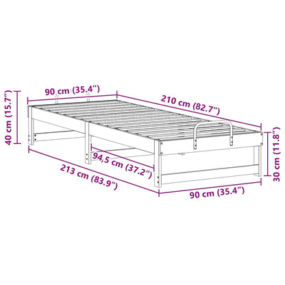 Bed Frame White 90 x 210 cm Solid Pine Wood