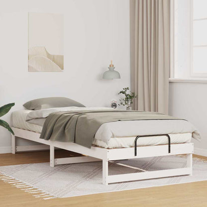 Bed Frame White 90 x 220 cm Solid Pine Wood
