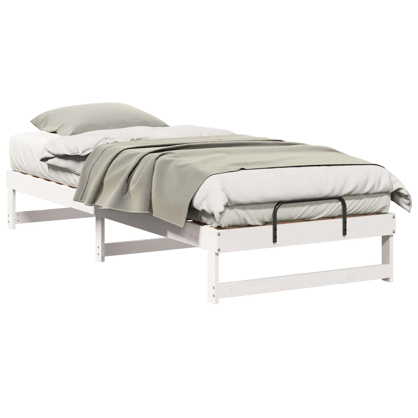 Bed Frame White 90 x 220 cm Solid Pine Wood