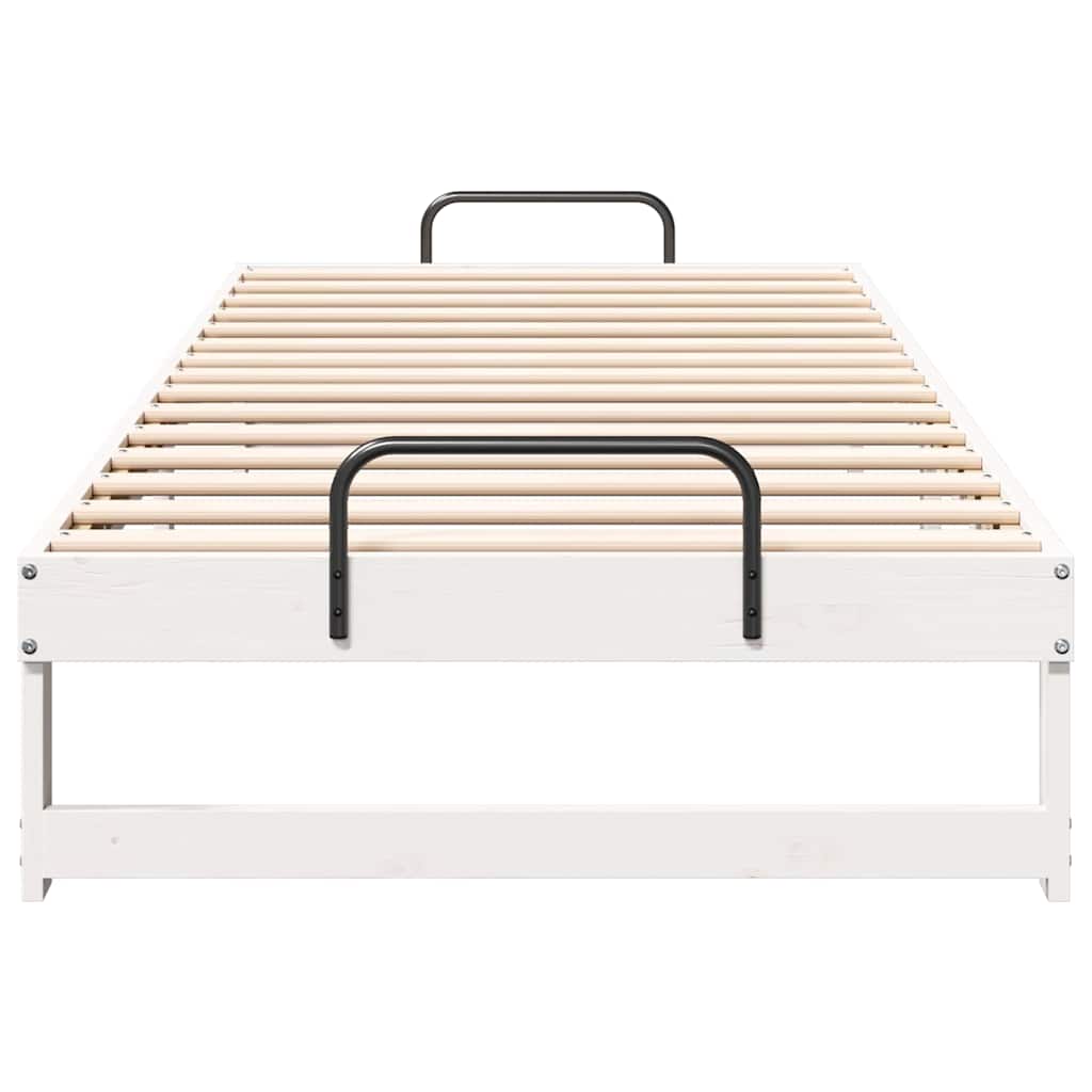 Bed Frame White 90 x 220 cm Solid Pine Wood