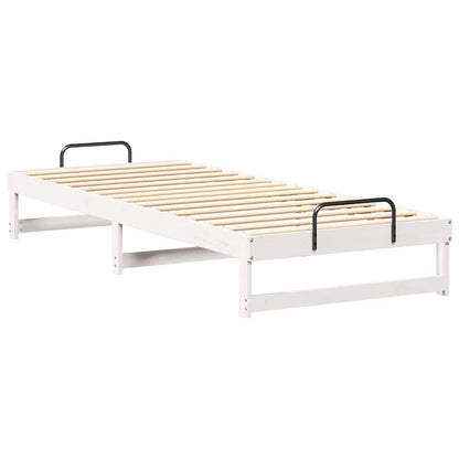 Bed Frame White 100 x 220 cm Solid Pine Wood