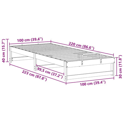 Bed Frame White 100 x 220 cm Solid Pine Wood