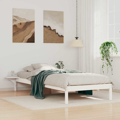 Bed Frame with Side Tables White 80 x 210 cm Solid Pine Wood