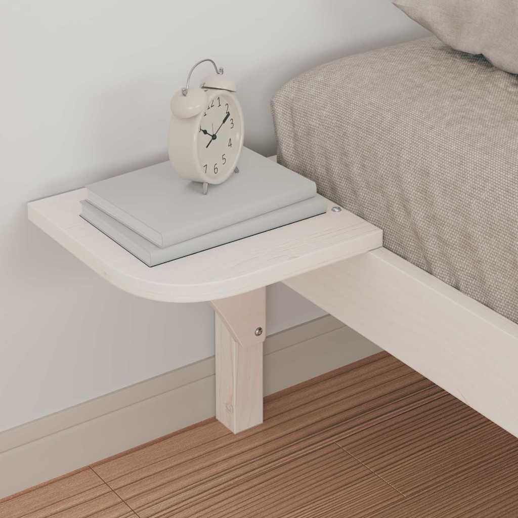 Bed Frame with Side Tables White 80 x 210 cm Solid Pine Wood