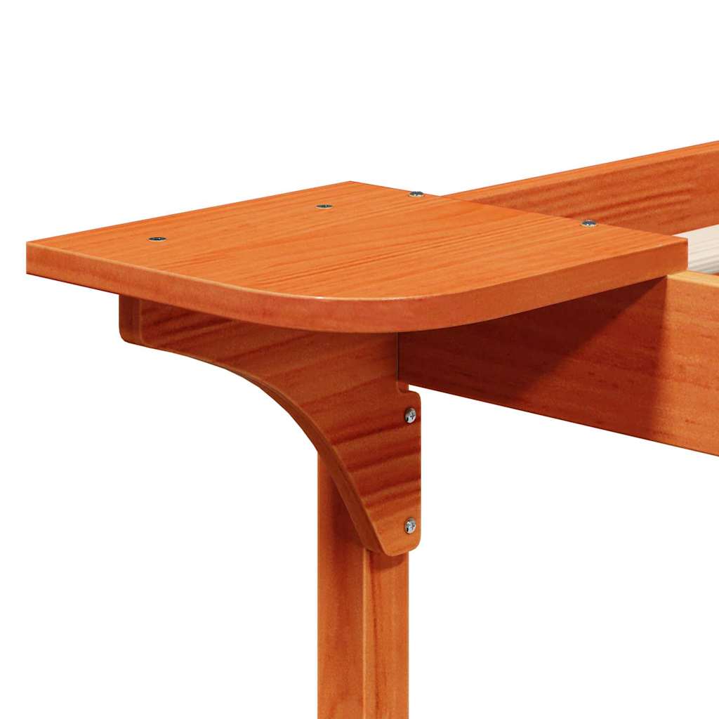 Bed Frame with Side Tables Wax Brown 80 x 210 cm