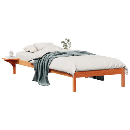 Bed Frame with Side Tables Wax Brown 80 x 210 cm