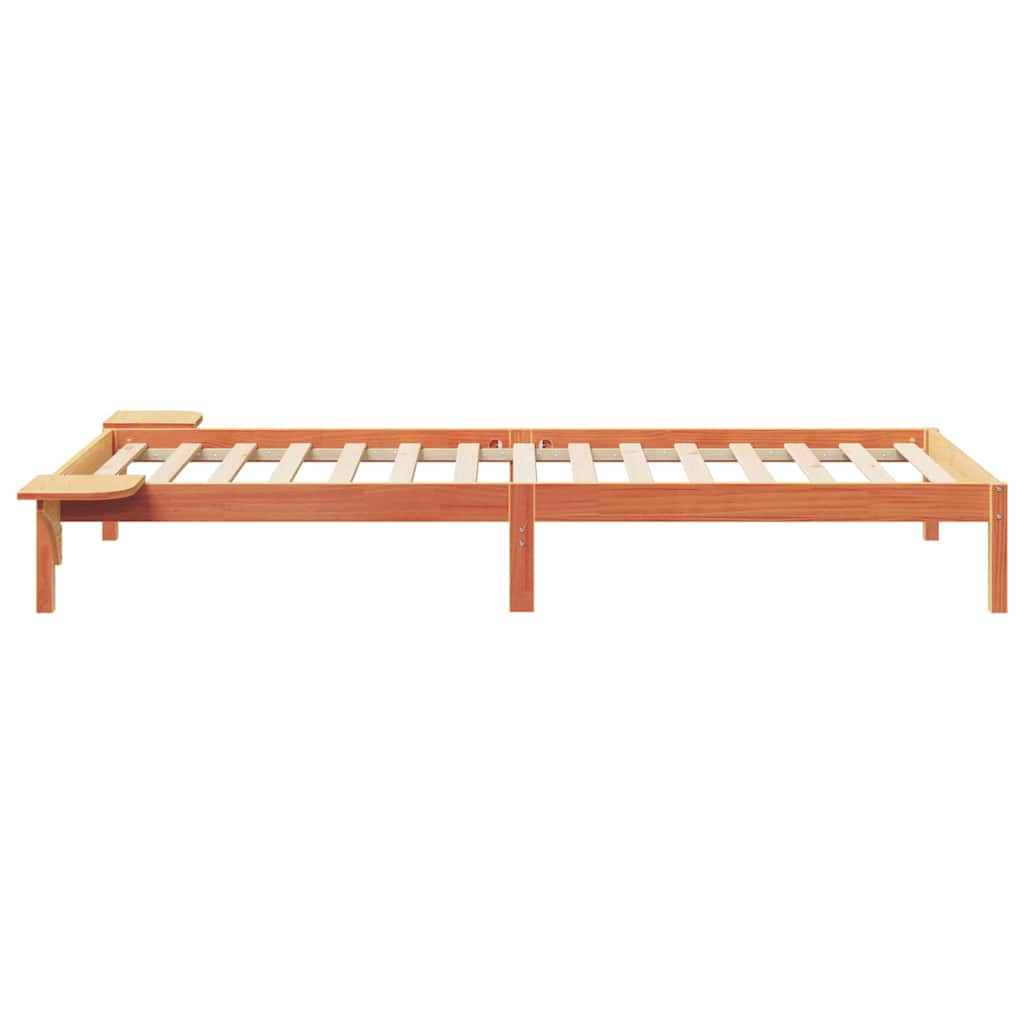 Bed Frame with Side Tables Wax Brown 80 x 210 cm