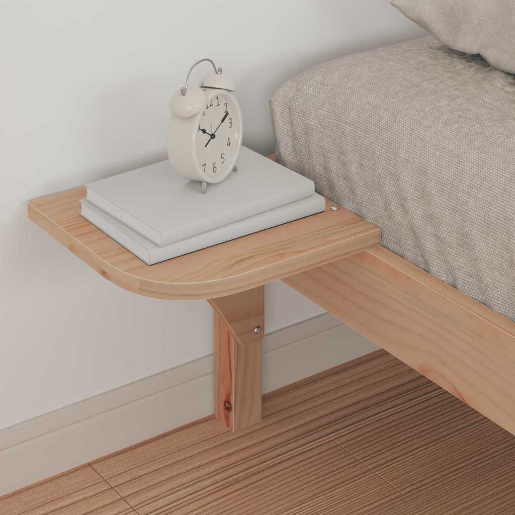 Bed Frame with Side Tables Natural 90 x 210 cm Solid Pine Wood