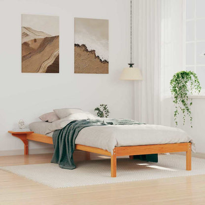 Bed Frame with Side Tables Wax Brown 100 x 210 cm