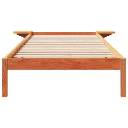 Bed Frame with Side Tables Wax Brown 100 x 210 cm