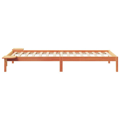 Bed Frame with Side Tables Wax Brown 100 x 210 cm