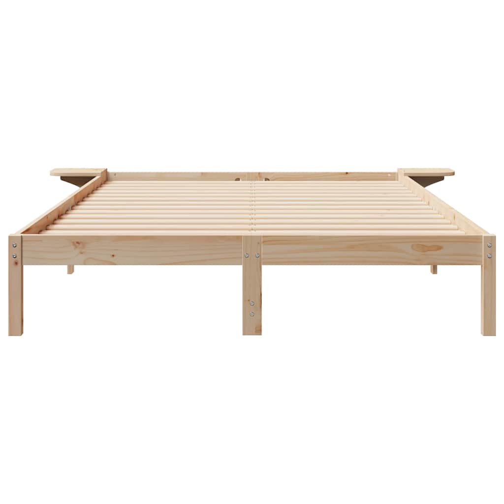 Bed Frame with Side Tables Natural 140 x 210 cm Solid Pine Wood