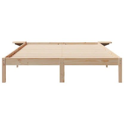 Bed Frame with Side Tables Natural 140 x 210 cm Solid Pine Wood