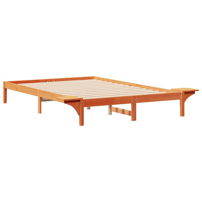 Bed Frame with Side Tables Wax Brown 160 x 210 cm