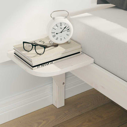Bed Frame with Side Tables White 180 x 210 cm Solid Pine Wood