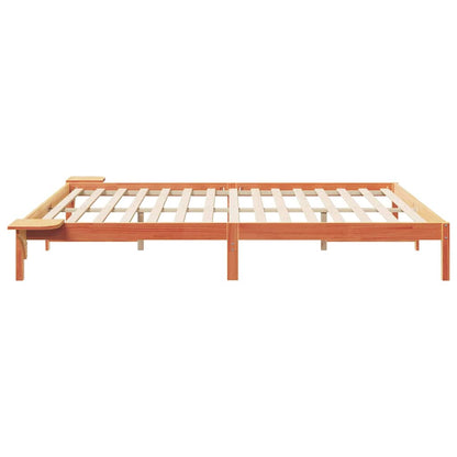 Bed Frame with Side Tables Wax Brown 180 x 210 cm