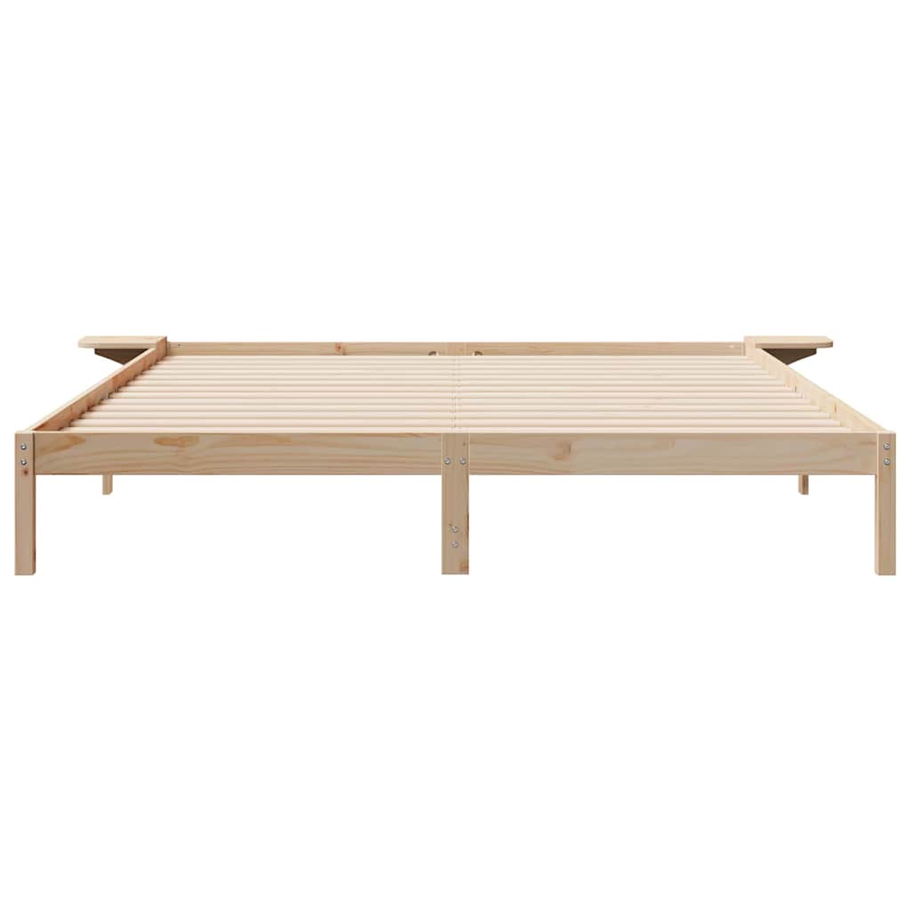 Bed Frame with Side Tables Natural 200 x 210 cm Solid Pine Wood