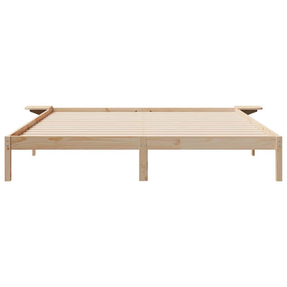 Bed Frame with Side Tables Natural 200 x 210 cm Solid Pine Wood