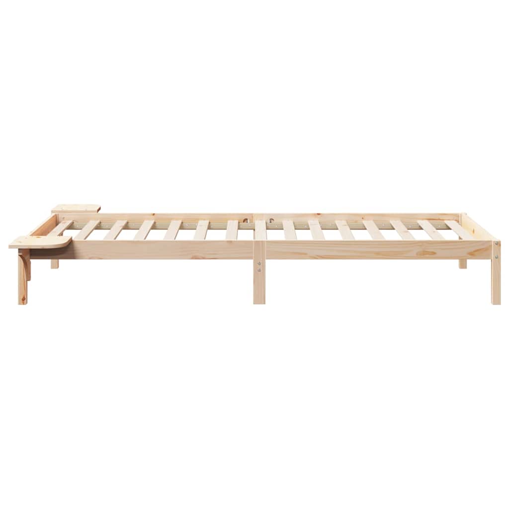 Bed Frame with Side Tables Natural 80 x 220 cm Solid Pine Wood
