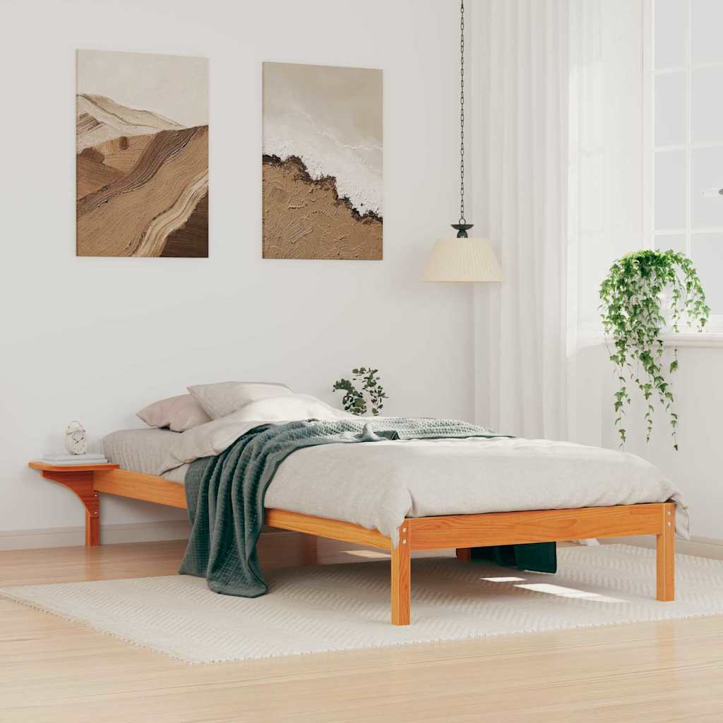 Bed Frame with Side Tables Wax Brown 80 x 220 cm