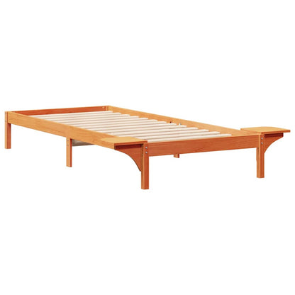 Bed Frame with Side Tables Wax Brown 80 x 220 cm