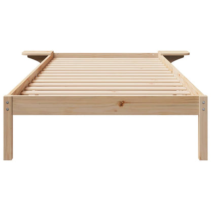 Bed Frame with Side Tables Natural 100 x 220 cm Solid Pine Wood