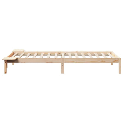 Bed Frame with Side Tables Natural 100 x 220 cm Solid Pine Wood