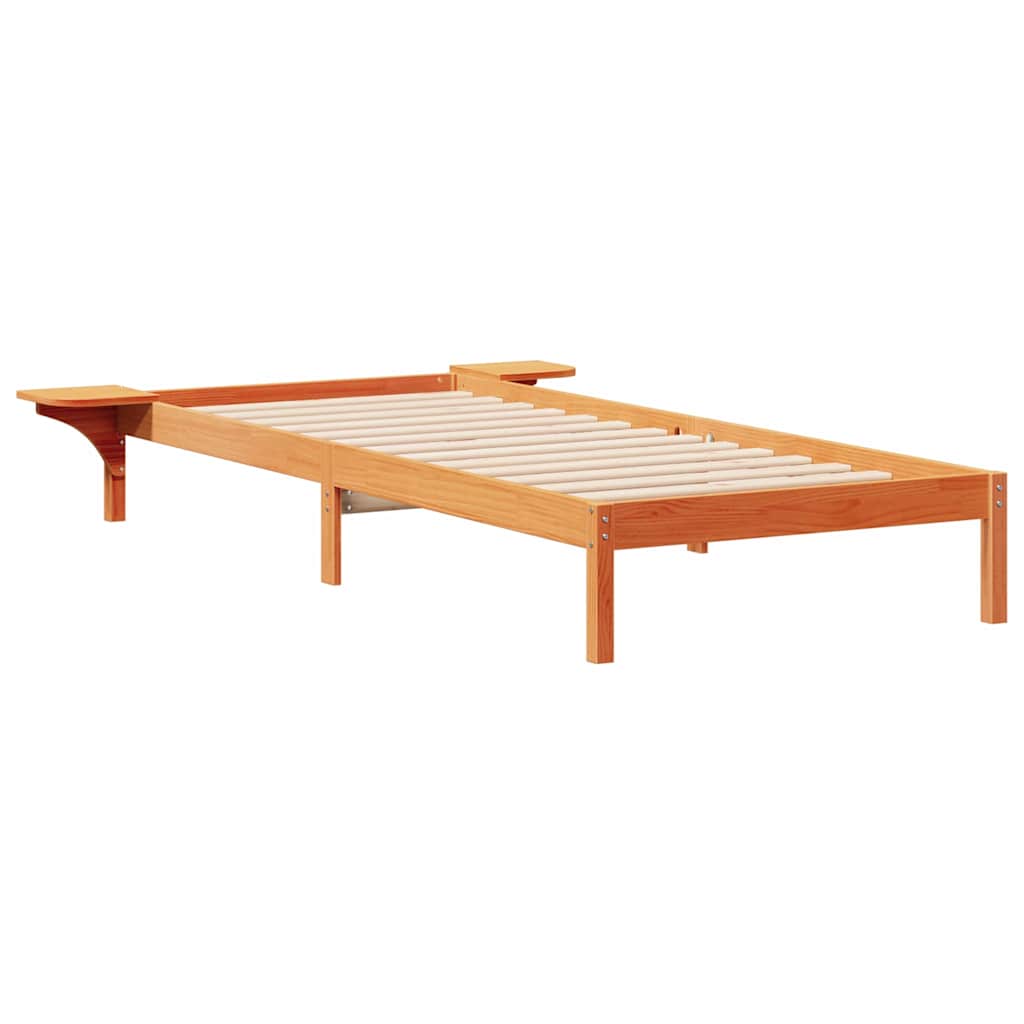 Bed Frame with Side Tables Wax Brown 100 x 220 cm