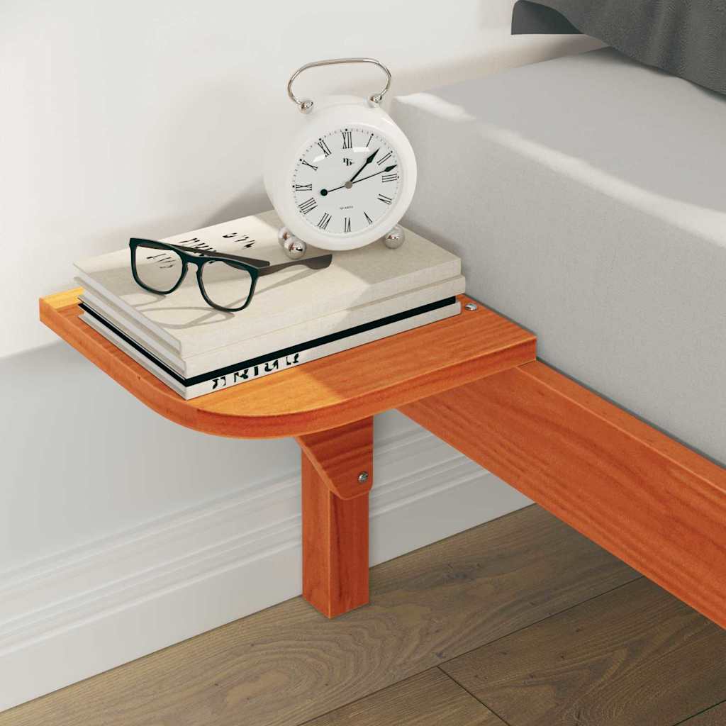 Bed Frame with Side Tables Wax Brown 140 x 220 cm