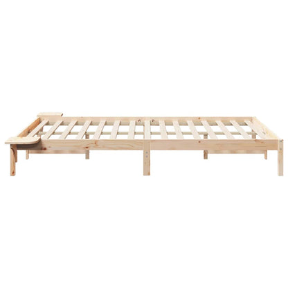 Bed Frame with Side Tables Natural 160 x 220 cm Solid Pine Wood