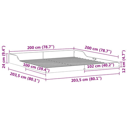 Bed Frame Wax Brown 200 x 200 cm Solid Pine Wood