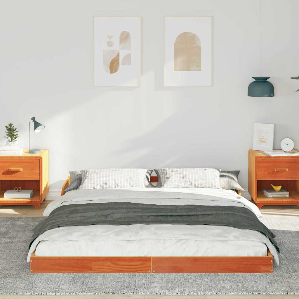 Bed Frame Wax Brown 160 x 200 cm Solid Pine Wood