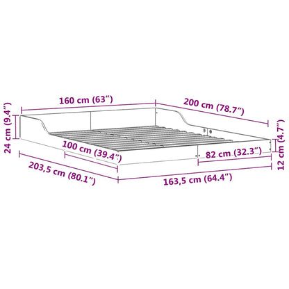 Bed Frame Wax Brown 160 x 200 cm Solid Pine Wood