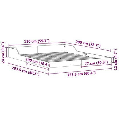 Bed Frame White 150 x 200 cm Solid Pine Wood