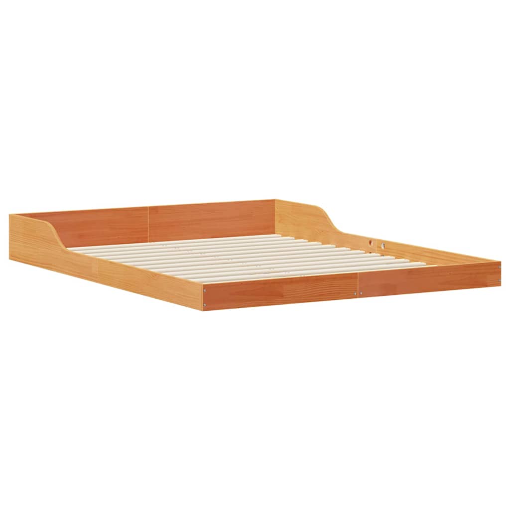 Bed Frame Wax Brown 150 x 200 cm Solid Pine Wood