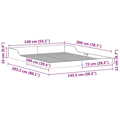 Bed Frame Wax Brown 140 x 200 cm Solid Pine Wood