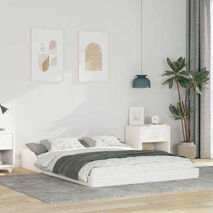 Bed Frame White 140 x 190 cm Solid Pine Wood