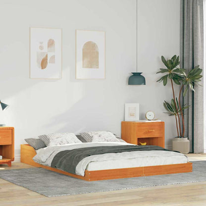 Bed Frame Wax Brown 140 x 190 cm Solid Pine Wood