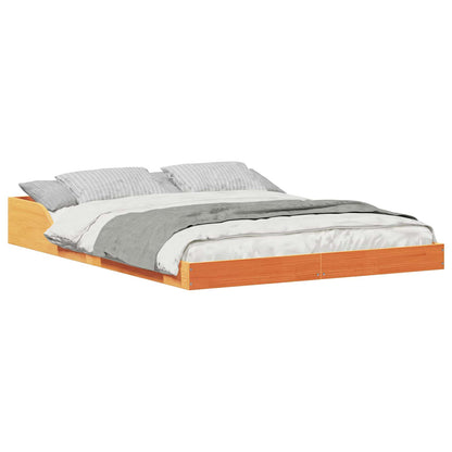 Bed Frame Wax Brown 140 x 190 cm Solid Pine Wood