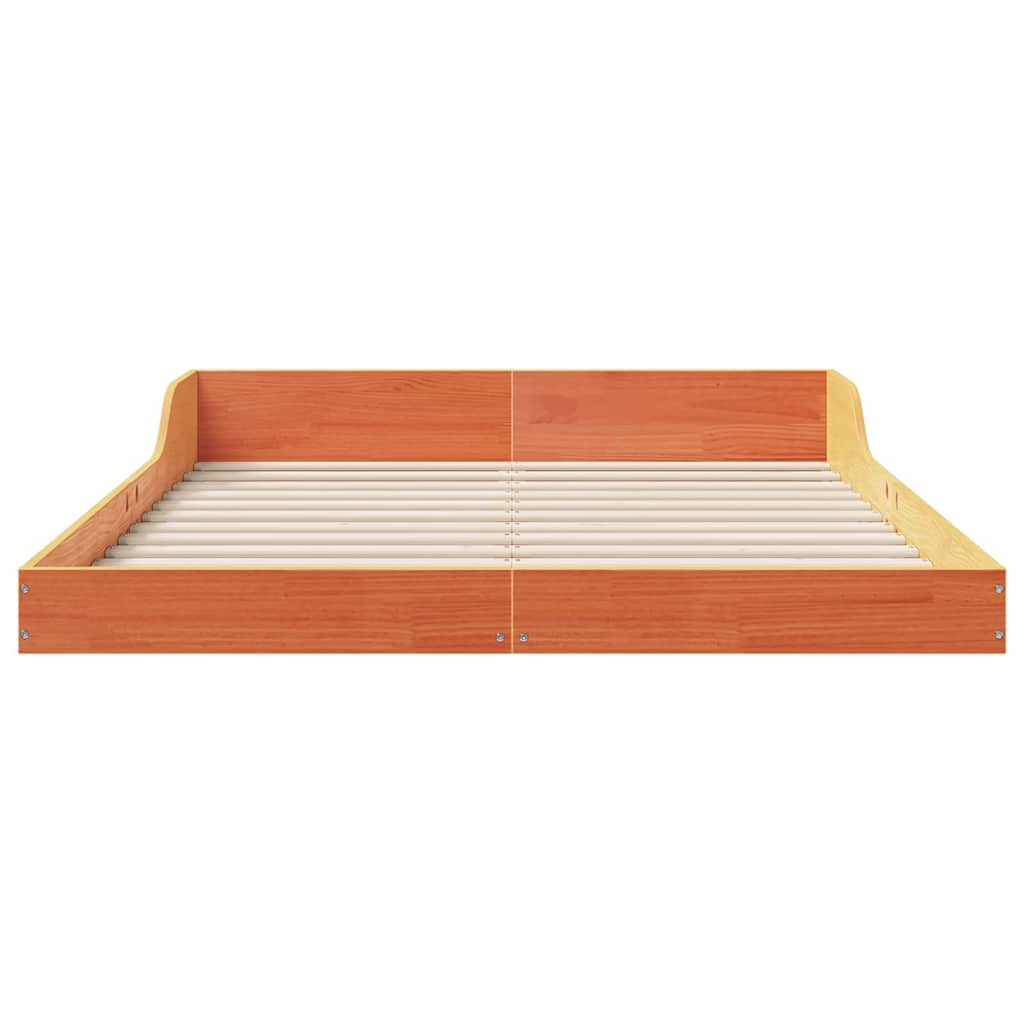 Bed Frame Wax Brown 140 x 190 cm Solid Pine Wood