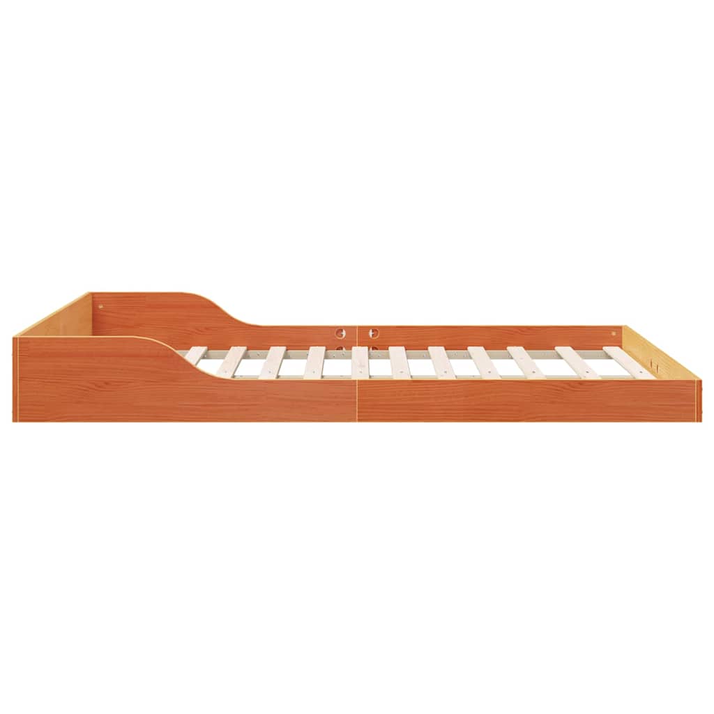 Bed Frame Wax Brown 140 x 190 cm Solid Pine Wood