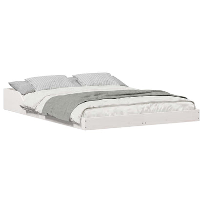 Bed Frame White 135 x 190 cm Solid Pine Wood