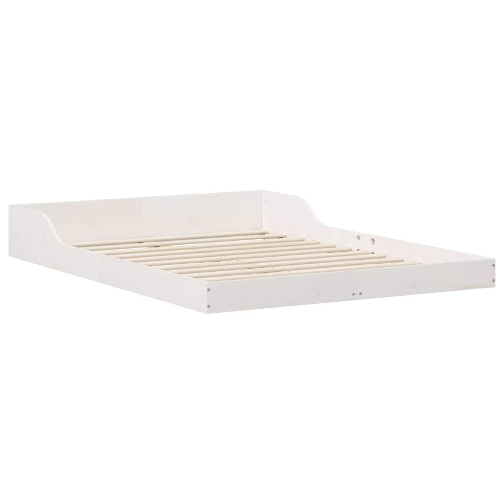 Bed Frame White 135 x 190 cm Solid Pine Wood