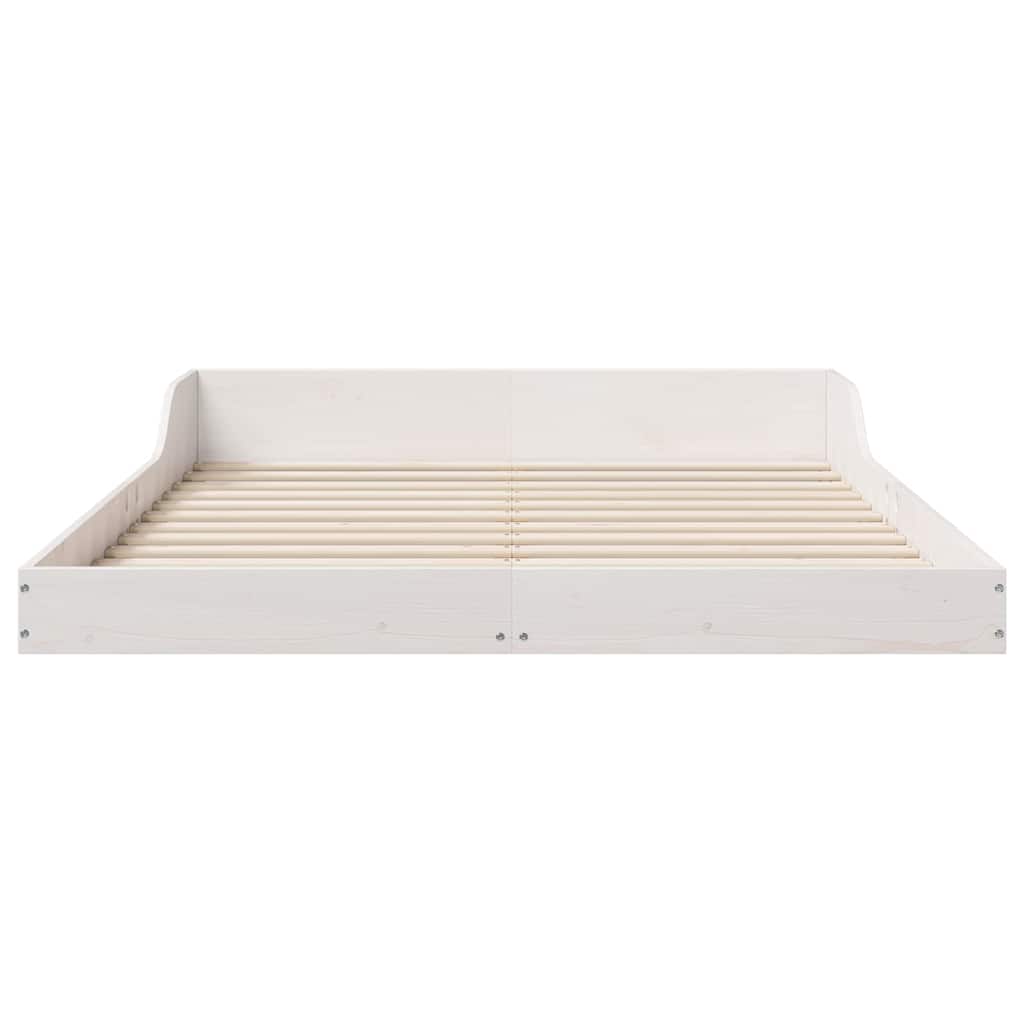 Bed Frame White 135 x 190 cm Solid Pine Wood