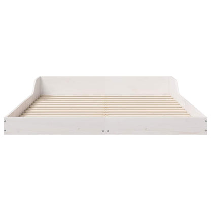 Bed Frame White 135 x 190 cm Solid Pine Wood