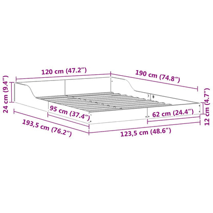 Bed Frame Wax Brown 120 x 190 cm Solid Pine Wood