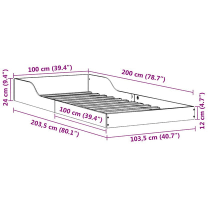 Bed Frame White 100 x 200 cm Solid Pine Wood