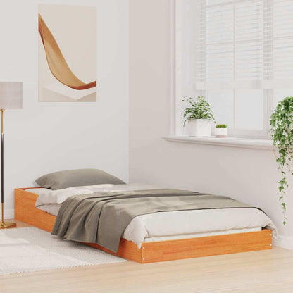 Bed Frame Wax Brown 100 x 200 cm Solid Pine Wood